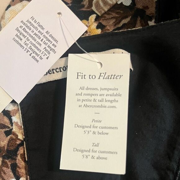 Abercrombie & Fitch Brown Sleeveless Floral Shift Dress Mini Brown Linen Blend S - Picture 4 of 6